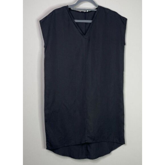 S'EDGE Ashlyn V-Neck Shirt Dress in Black Women's Size Small - Picture 7 of 7